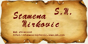 Stamena Mirković vizit kartica
